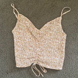 Tank top blouse, pink white orange and brown speckled, size xs